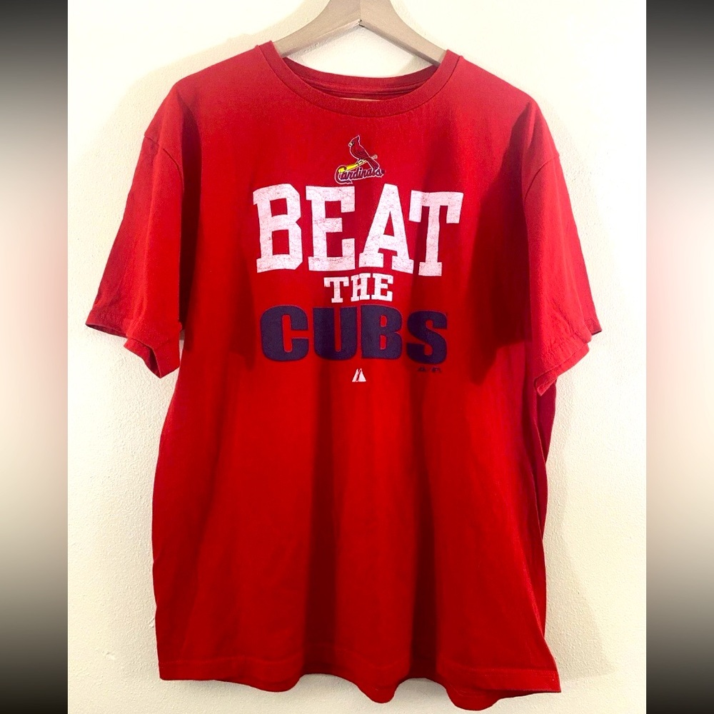 St Louis Cardinals Beat Chicago Cubs Rivalry T Shirt Majestic Mens XL